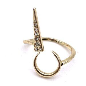 Luv Aj Pave Open Crescent Ring Gold Tone